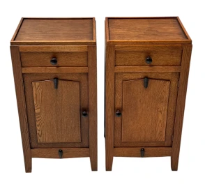 Two Art Deco Amsterdamse School Nightstands or Bedside Tables, 1920s